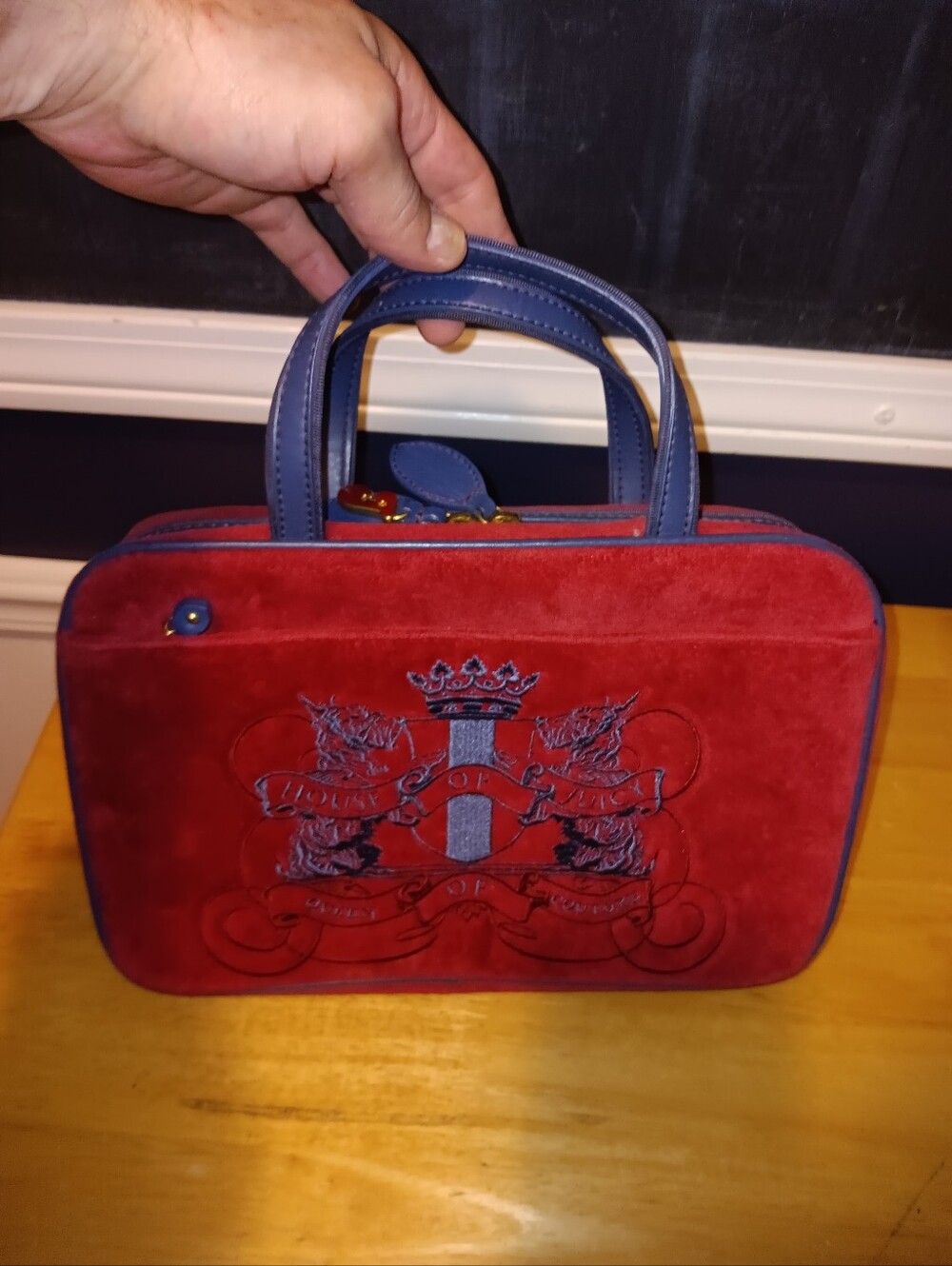 Juicy Couture Vintage Y2k Red Velour Makeup Travel Bag